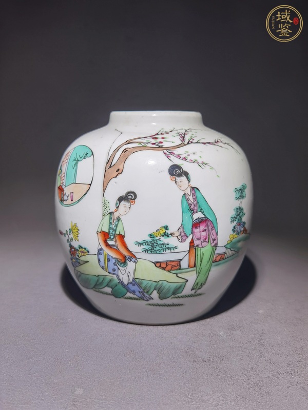 古玩仕女紋粉彩罐真品鑒賞圖