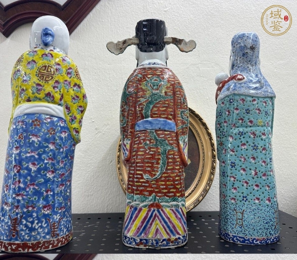 古玩陶瓷粉彩三星高照造像真品鑒賞圖