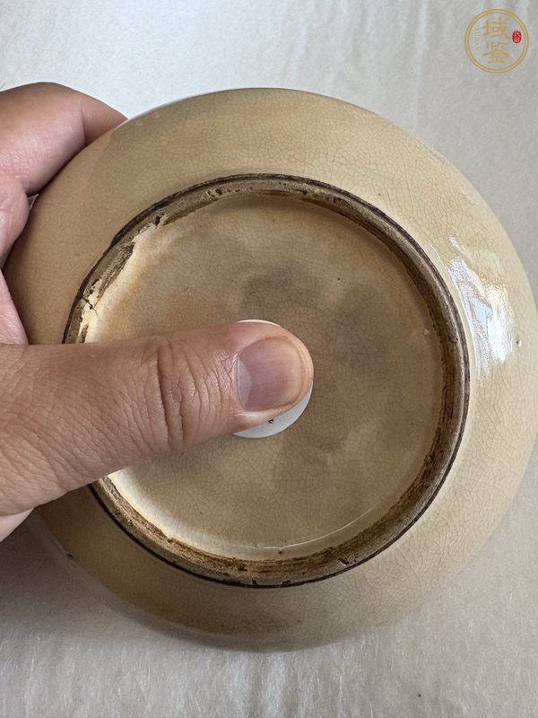 古玩陶瓷清晚期 哥釉青花鐋鑼洗真品鑒賞圖