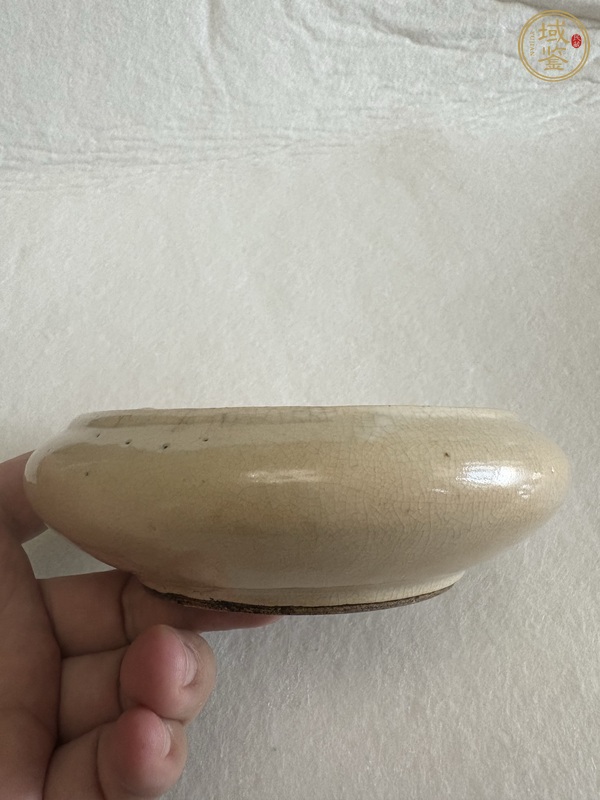 古玩陶瓷清晚期 哥釉青花鐋鑼洗真品鑒賞圖