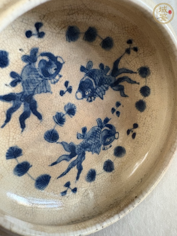 古玩陶瓷清晚期 哥釉青花鐋鑼洗真品鑒賞圖