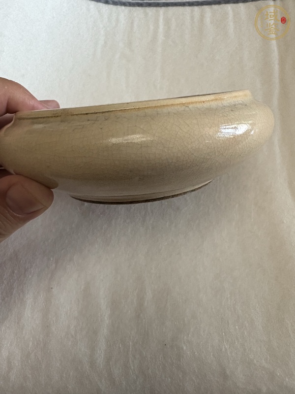 古玩陶瓷清晚期 哥釉青花鐋鑼洗真品鑒賞圖