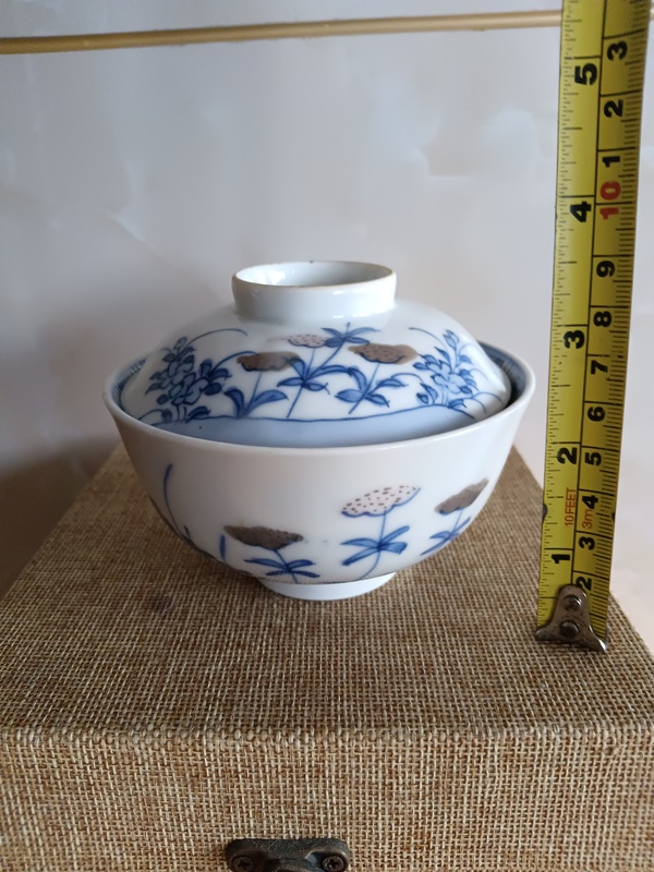 古玩陶瓷晚清民國青花釉里紅蓋碗拍賣，當前價格298元