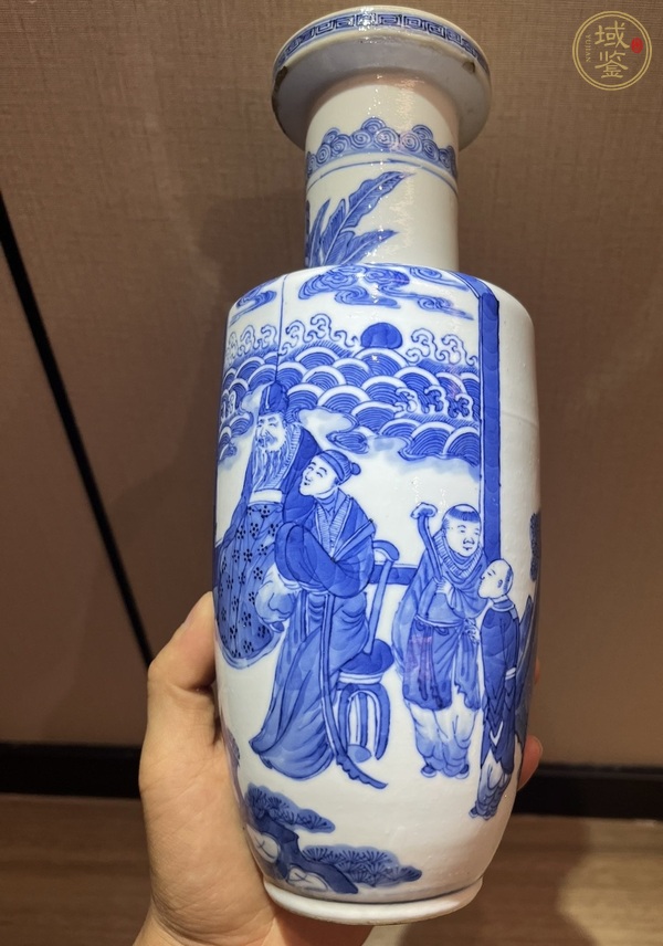 古玩陶瓷青花人物故事紋棒槌瓶真品鑒賞圖