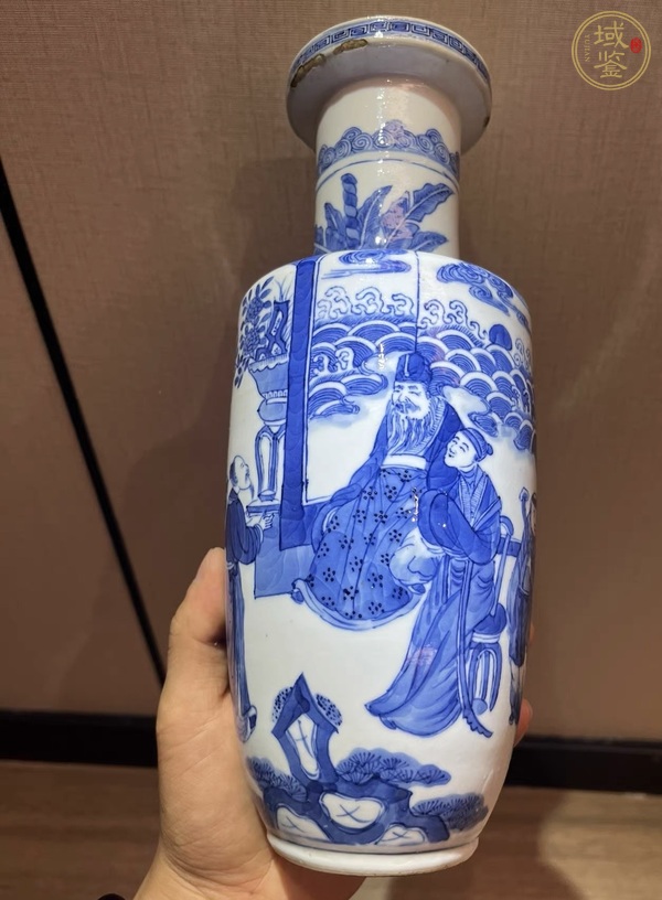 古玩陶瓷青花人物棒槌瓶真品鑒賞圖