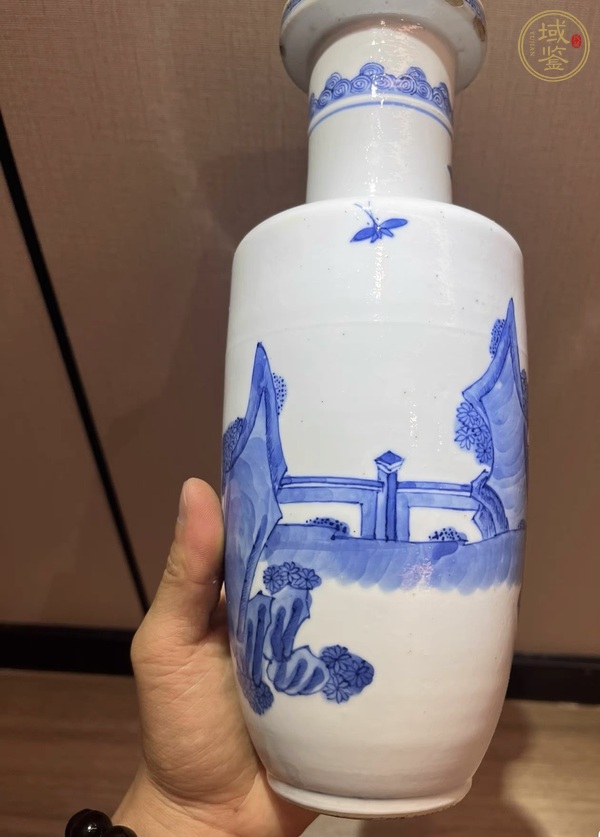 古玩陶瓷青花人物故事紋棒槌瓶真品鑒賞圖