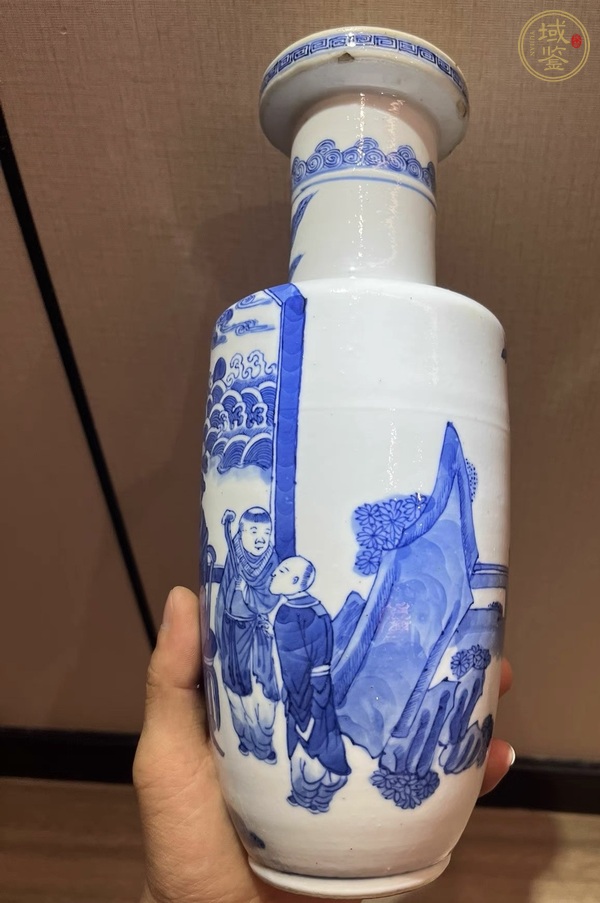 古玩陶瓷青花人物故事紋棒槌瓶真品鑒賞圖