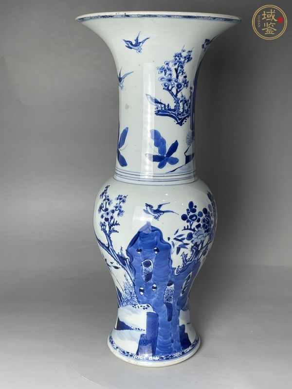 古玩陶瓷清康熙 青花花鳥紋鳳尾尊真品鑒賞圖