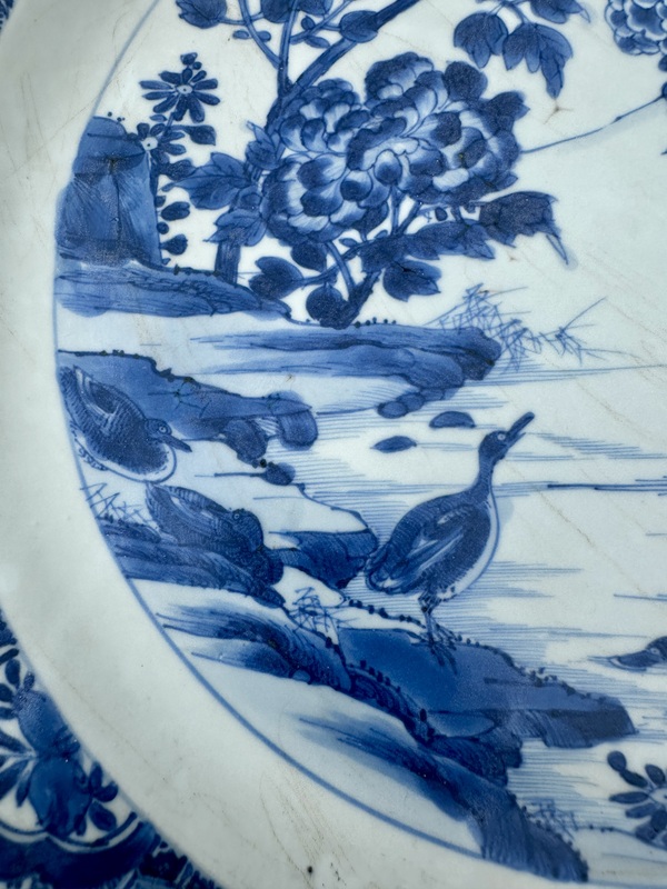 古玩陶瓷康熙青花花鳥(niǎo)紋大盤(pán)拍賣，當(dāng)前價(jià)格6777元