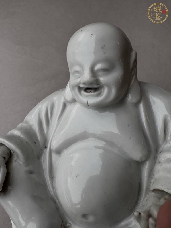 古玩陶瓷清末民初·白釉彌勒佛塑像真品鑒賞圖