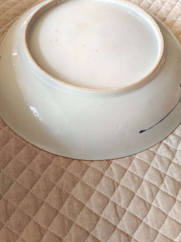古玩陶瓷清康熙雙犄角牡丹紋青花盤拍賣，當(dāng)前價格4200元