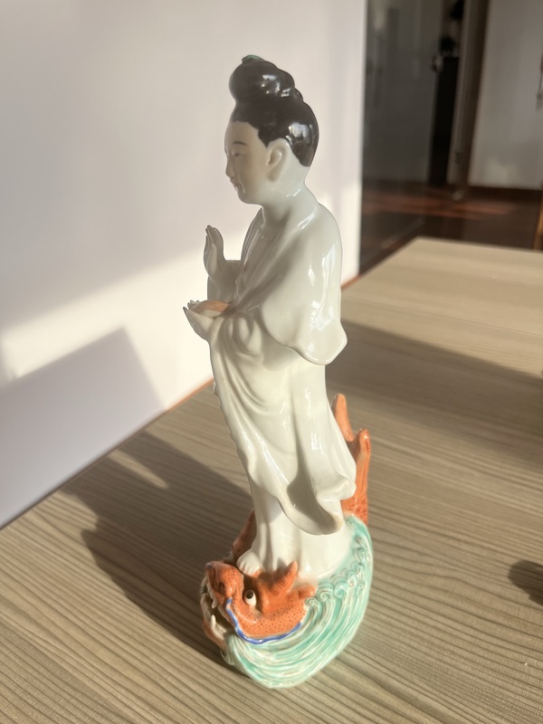 古玩陶瓷民國白釉菩薩造像拍賣，當(dāng)前價(jià)格2888元