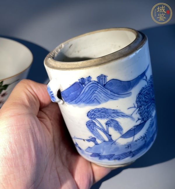 古玩陶瓷釉下彩花鳥紋茶碗真品鑒賞圖
