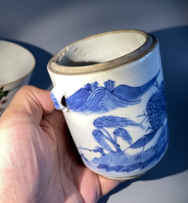 古玩陶瓷釉下彩花鳥紋茶碗拍賣，當(dāng)前價(jià)格100元