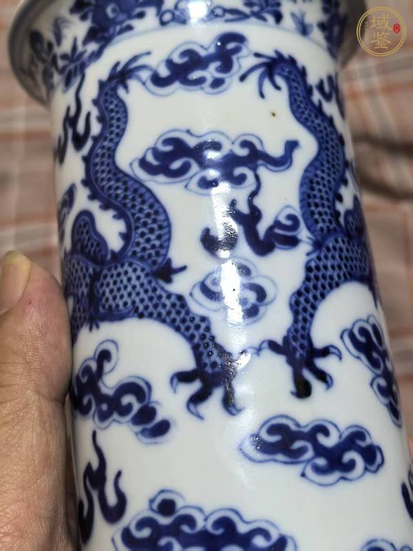 古玩陶瓷龍紋青花花觚真品鑒賞圖
