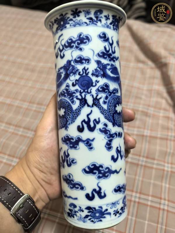 古玩陶瓷龍紋青花花觚真品鑒賞圖