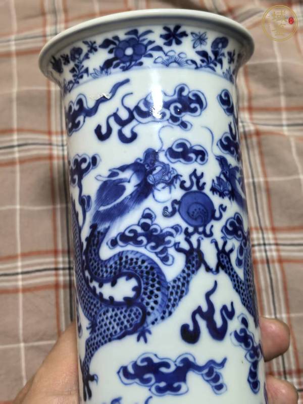 古玩陶瓷龍紋青花花觚真品鑒賞圖