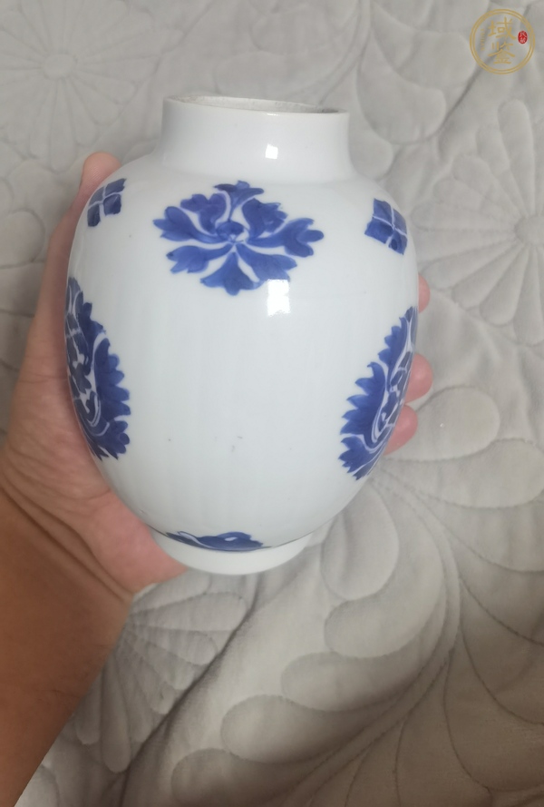 古玩陶瓷青花團(tuán)花紋蓋罐一對(duì) 真品鑒賞圖