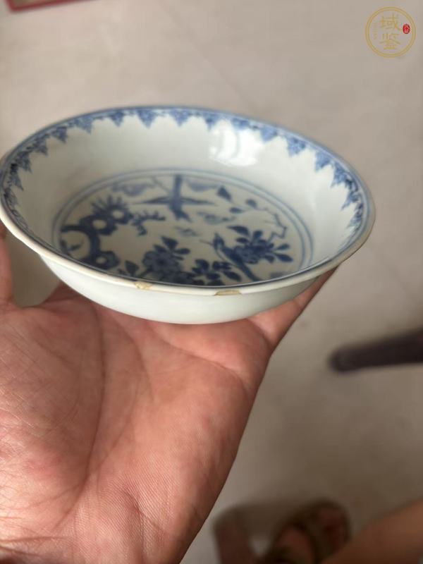 古玩陶瓷花鳥紋青花盤真品鑒賞圖