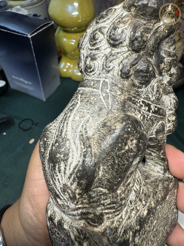 古玩雜項青石獅真品鑒賞圖