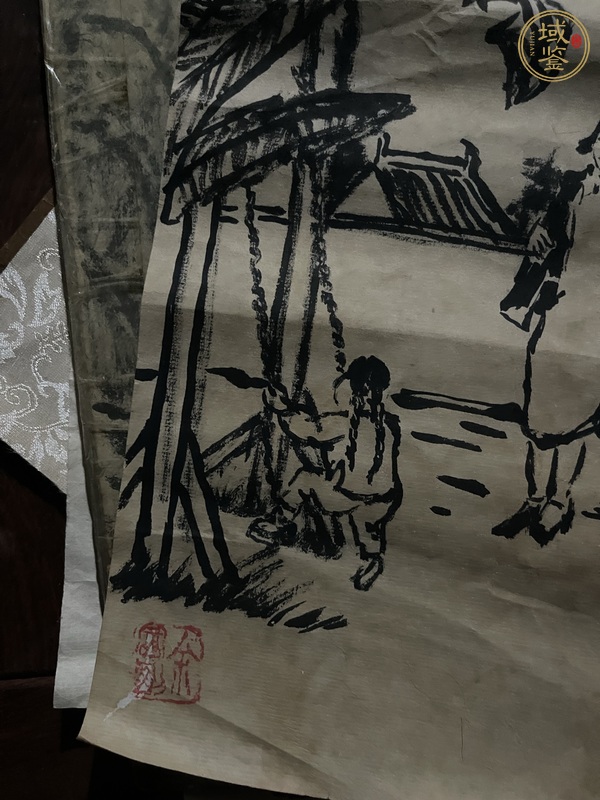 古玩字畫豐子愷款人物真品鑒賞圖