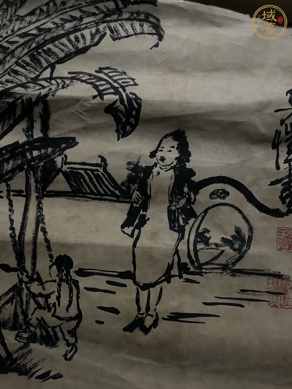 古玩字畫豐子愷款人物真品鑒賞圖
