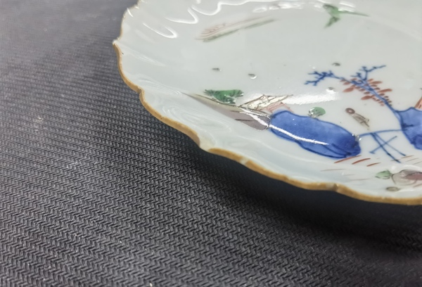 古玩陶瓷明晚期 青花五彩山水紋花口盤拍賣，當(dāng)前價(jià)格5000元
