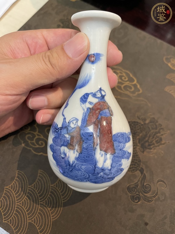 古玩青花釉里紅盤口瓶真品鑒賞圖