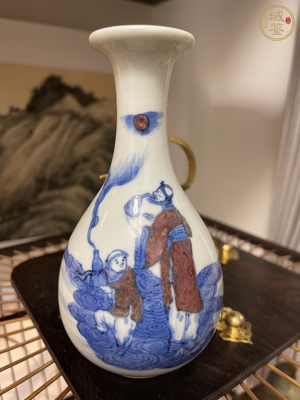 古玩陶瓷青花釉里紅盤口瓶真品鑒賞圖