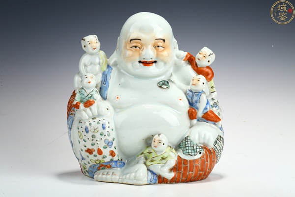 古玩轉(zhuǎn)賣（保真卡）粉彩五子登科彌勒佛像拍賣，當(dāng)前價格370元