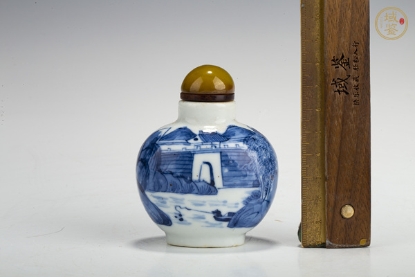 古玩陶瓷清光緒·青花山水人物紋鼻煙壺真品鑒賞圖