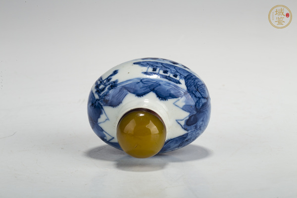 古玩陶瓷清光緒·青花山水人物紋鼻煙壺真品鑒賞圖