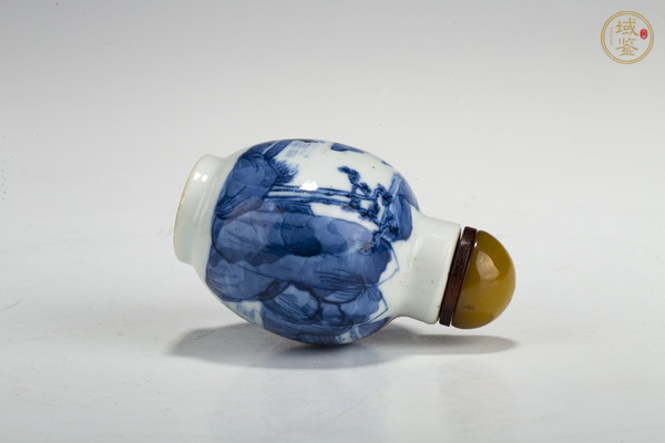 古玩陶瓷清光緒·青花山水人物紋鼻煙壺真品鑒賞圖