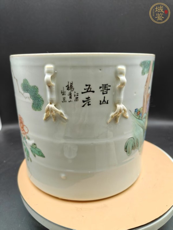 古玩陶瓷油粉彩五老圖蓋缸真品鑒賞圖