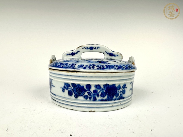 古玩陶瓷清中期·青花松竹梅蓋盒真品鑒賞圖