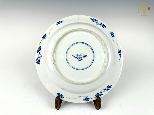 古玩陶瓷清康熙·青花開窗錦地花卉紋大盤真品鑒賞圖