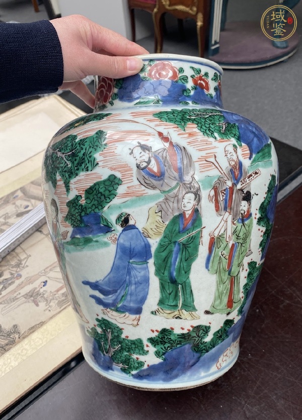 古玩陶瓷五彩八仙紋將軍罐真品鑒賞圖