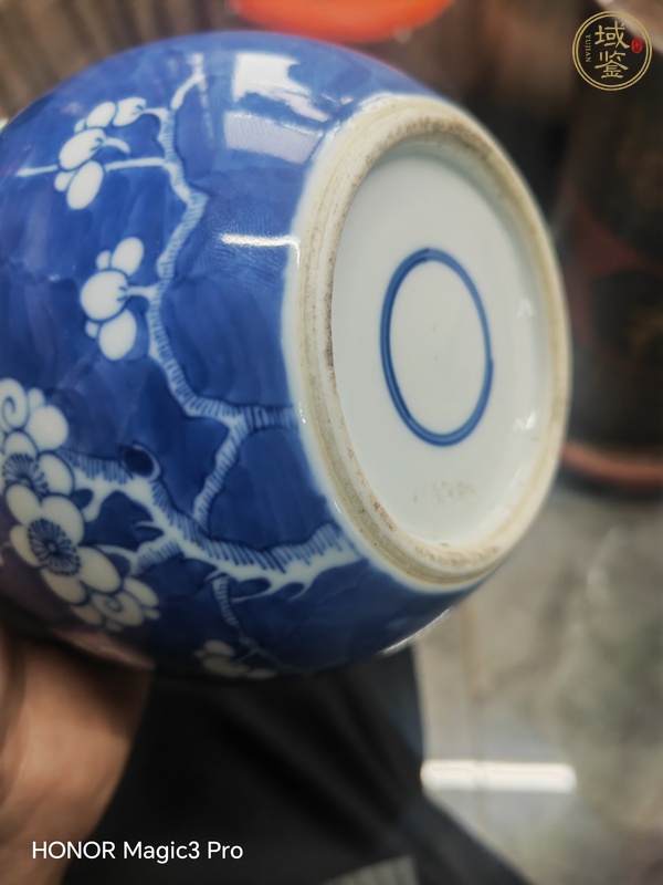 古玩陶瓷清晚·青花留白冰梅紋案缸 真品鑒賞圖