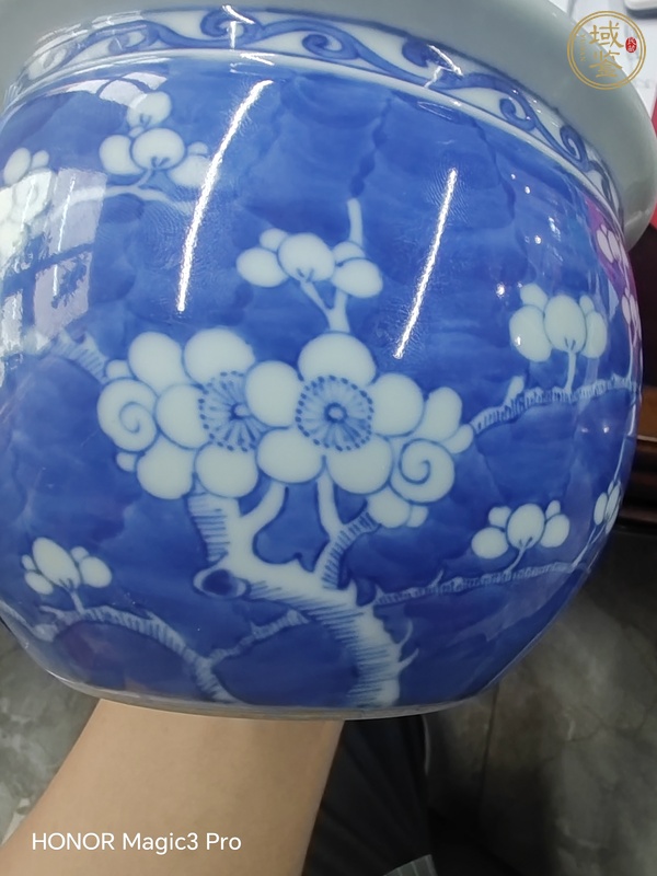 古玩陶瓷清晚·青花留白冰梅紋案缸 真品鑒賞圖