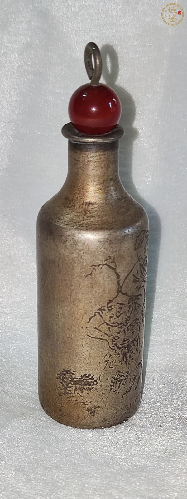 古玩字畫白銅陰刻高士鼻煙壺真品鑒賞圖