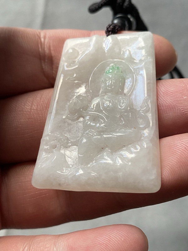 古玩玉器天然翡翠“觀音牌”拍賣，當(dāng)前價(jià)格1600元