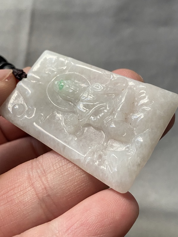古玩玉器天然翡翠“觀音牌”拍賣，當(dāng)前價(jià)格1600元