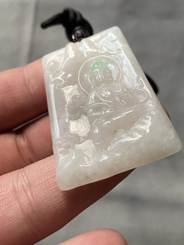 古玩玉器天然翡翠“觀音牌”拍賣，當(dāng)前價(jià)格1600元