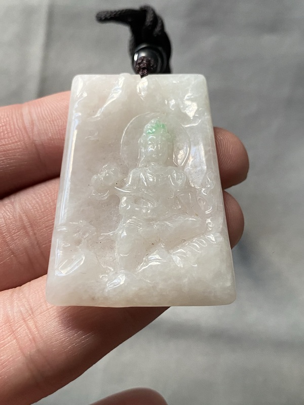 古玩玉器天然翡翠“觀音牌”拍賣，當(dāng)前價(jià)格1600元