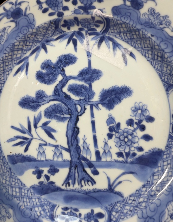 古玩陶瓷清·康熙青花松竹梅細路青花盤拍賣，當前價格1700元