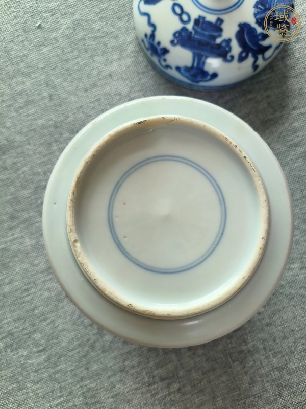 古玩陶瓷博古圖青花蓋罐真品鑒賞圖
