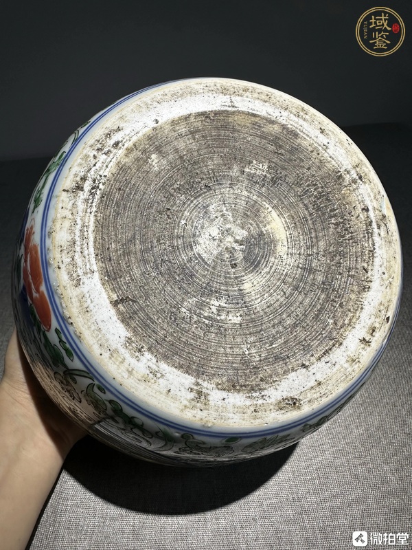 古玩青花五彩鳳穿牡丹紋罐真品鑒賞圖