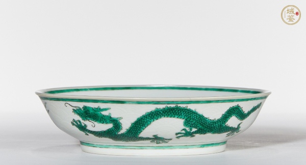 古玩陶瓷清道光 海水綠龍紋盤真品鑒賞圖