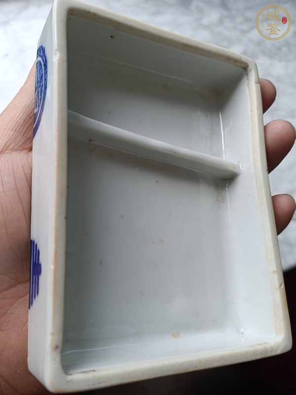 古玩陶瓷青花福壽紋蓋盒真品鑒賞圖