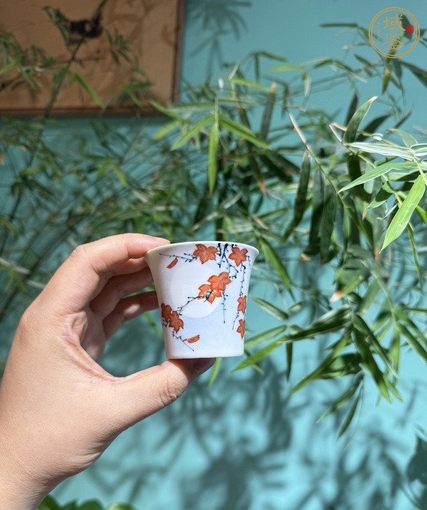 古玩陶瓷月影楓葉杯真品鑒賞圖